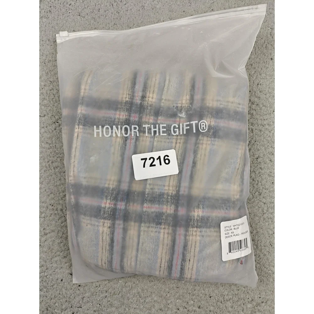 Honor The Gift Pants Mens XS Blue Plaid Flannel Elastic Waist Trouser WHTG210313